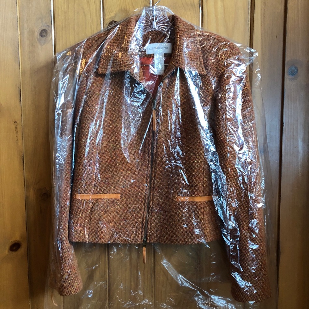 LIZ CLAIBORNE Vintage Wool Blend Suede Trim Cropped Jacket (S) - Picture 17 of 17